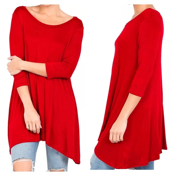 Love In Tops - Crimson Red Tunic Top Size Small